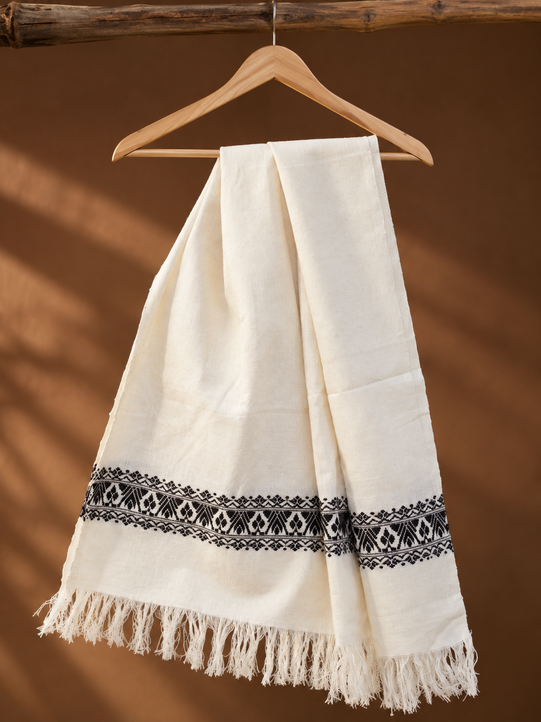White and Black Cotton stole