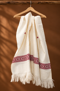 White and Maroon Cotton stole