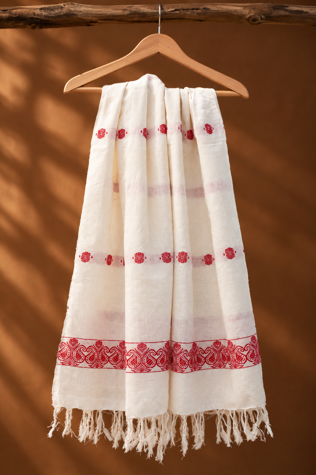 White and red Paisly motif Stole
