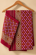 Traditional Mising maroon and green Mekhela sador