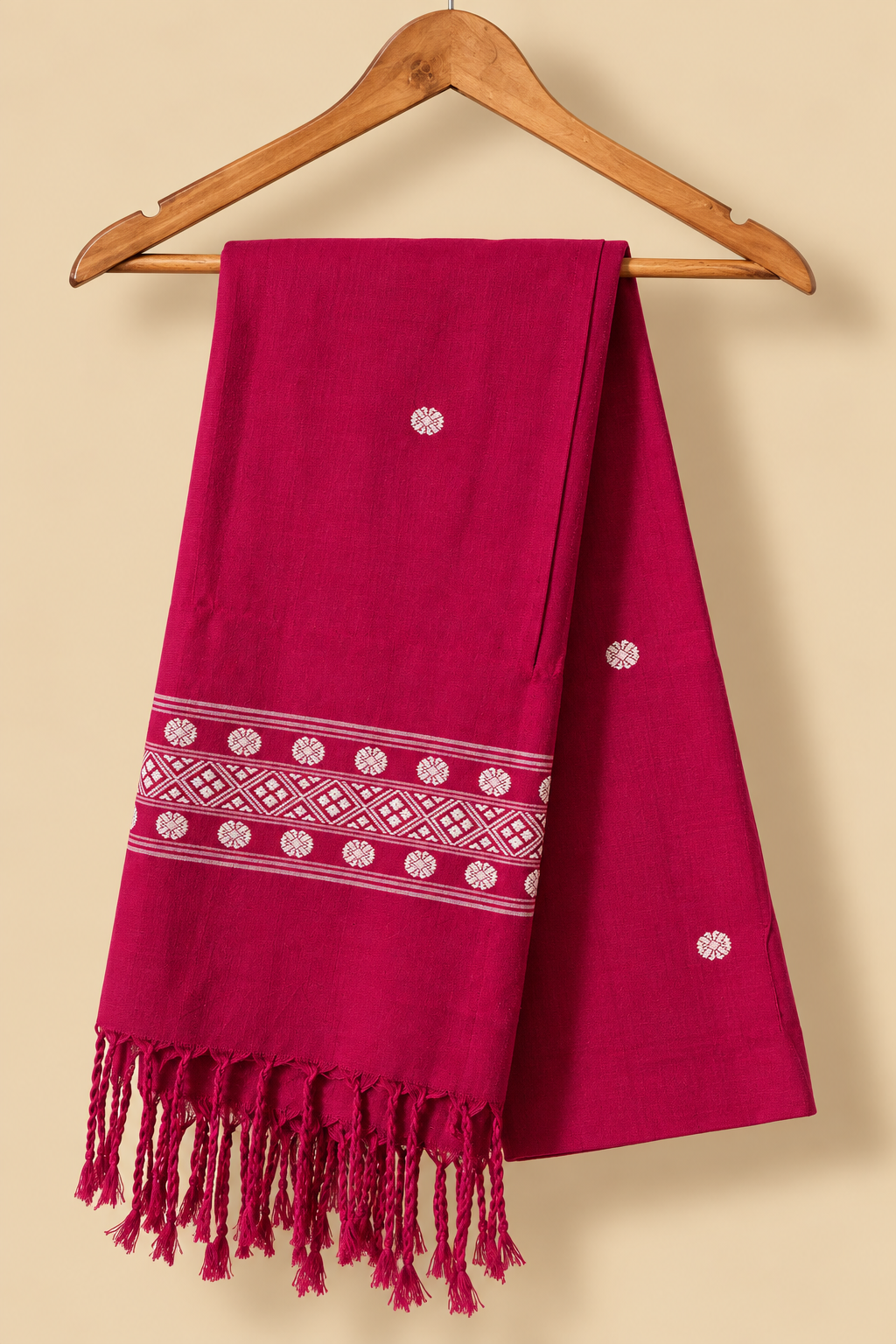 Pink & White Cotton Stole