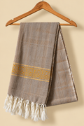 Light brown and Mustard yellow Cotton stole