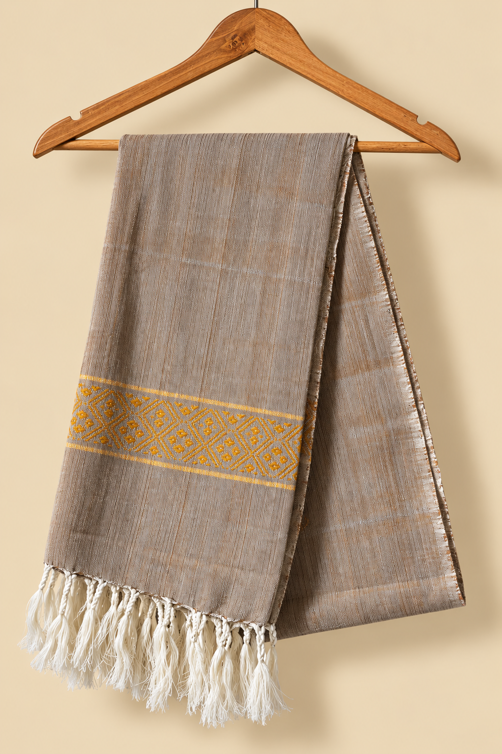 Light brown and Mustard yellow Cotton stole
