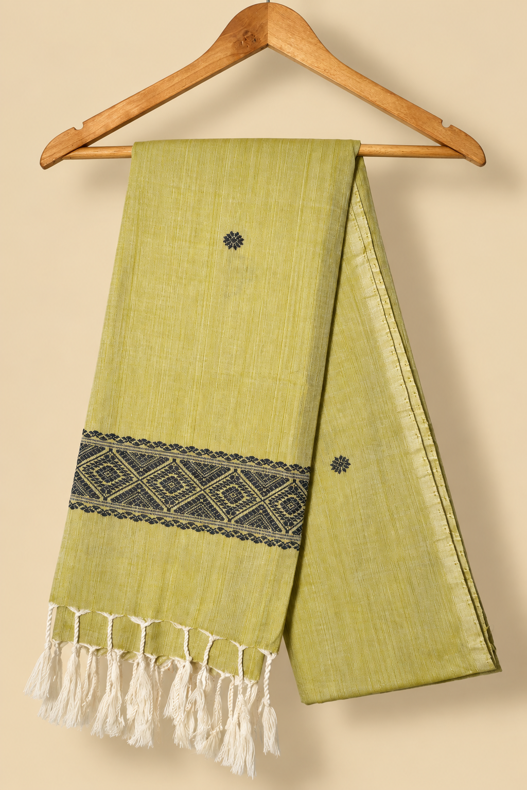 Sage Green & Black Cotton Stole
