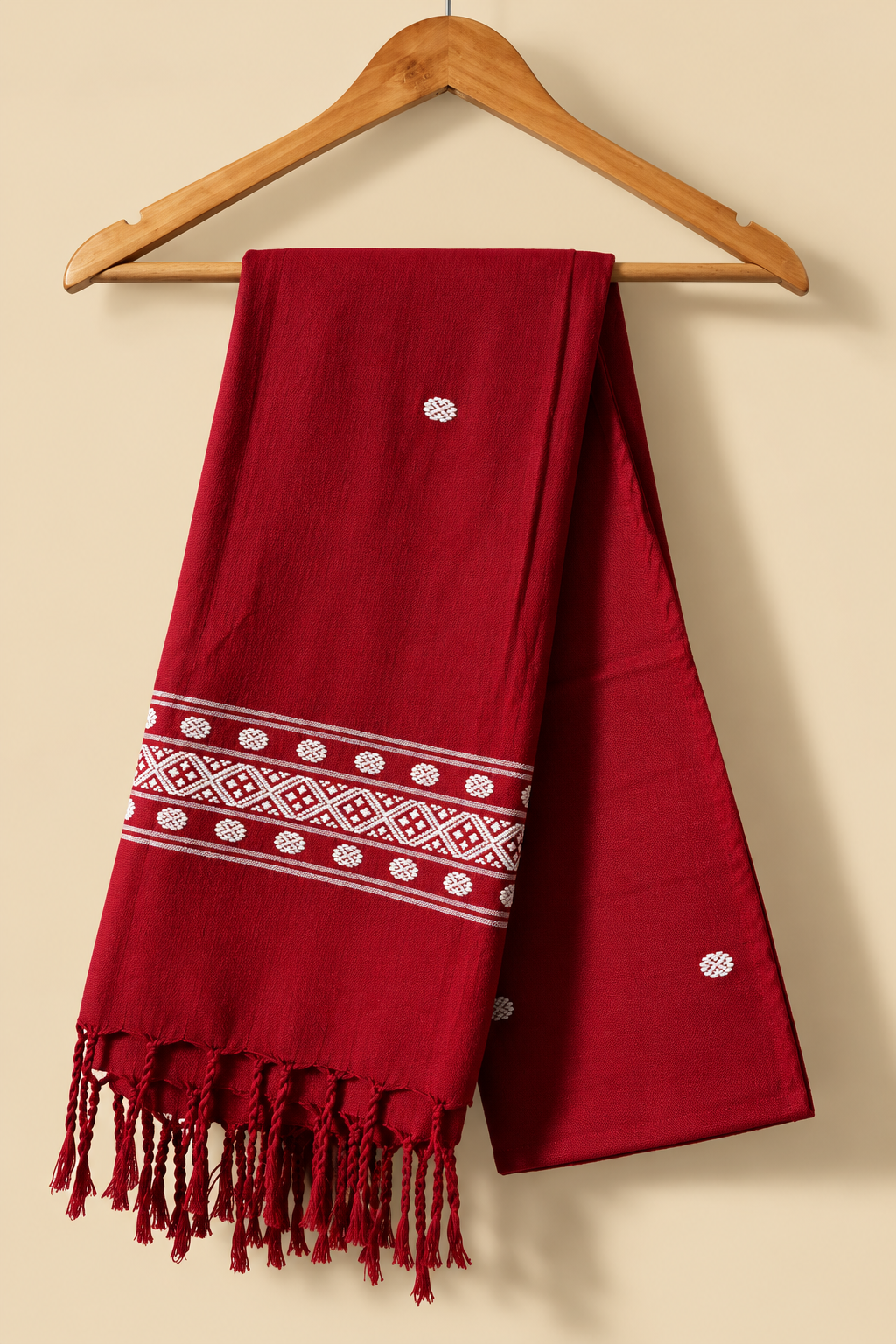 Maroon and White Cotton stole