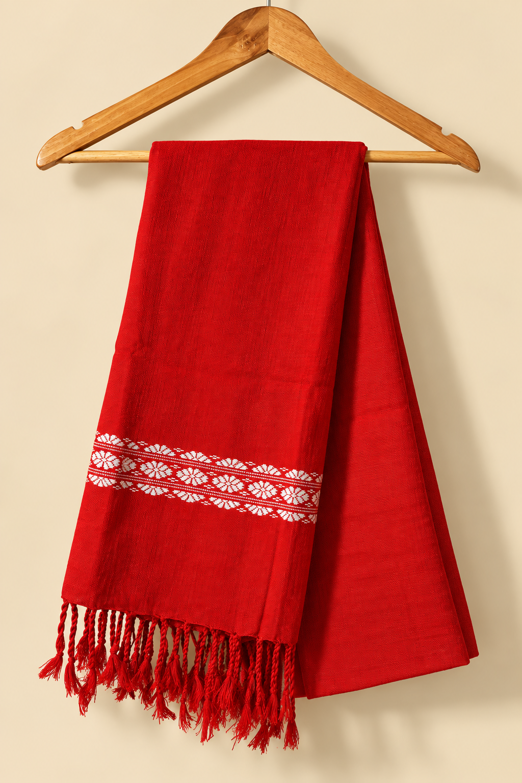 Dark pink and white Cotton stole