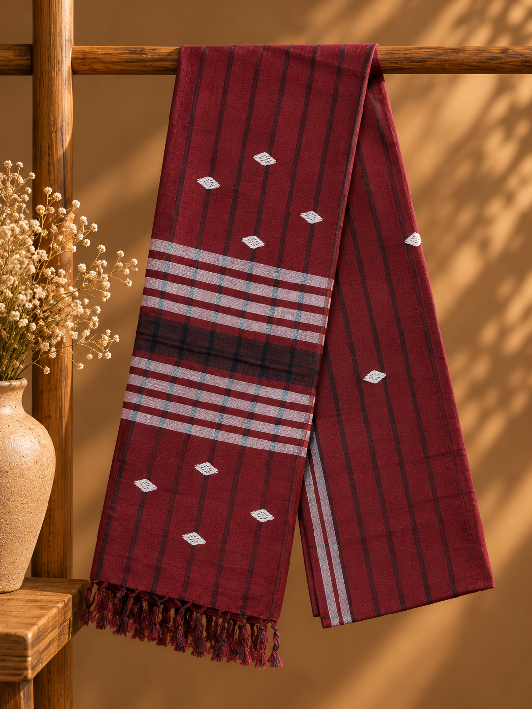 Red & Black Cotton Stole