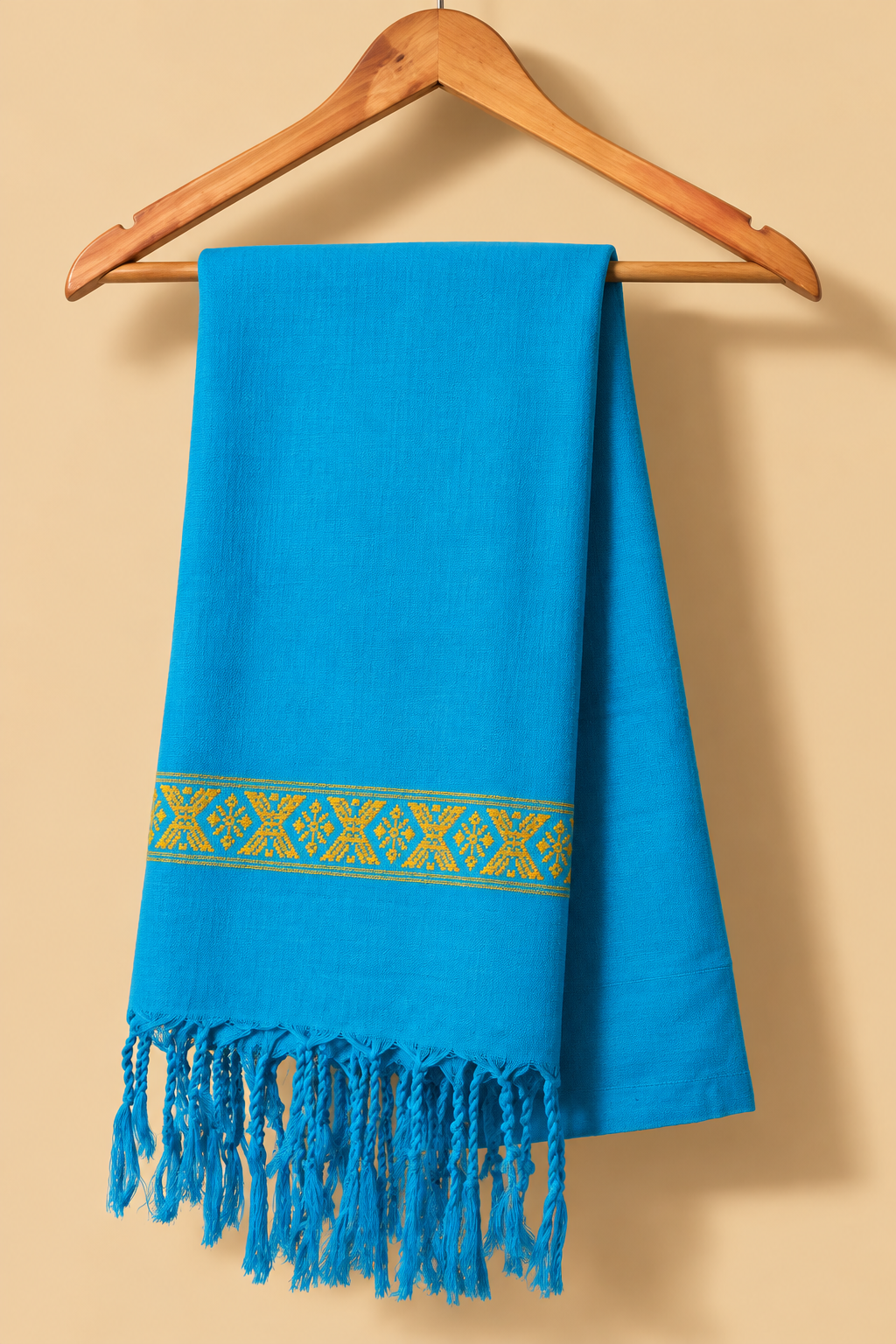 Sky blue and Mustard yellow Cotton stole