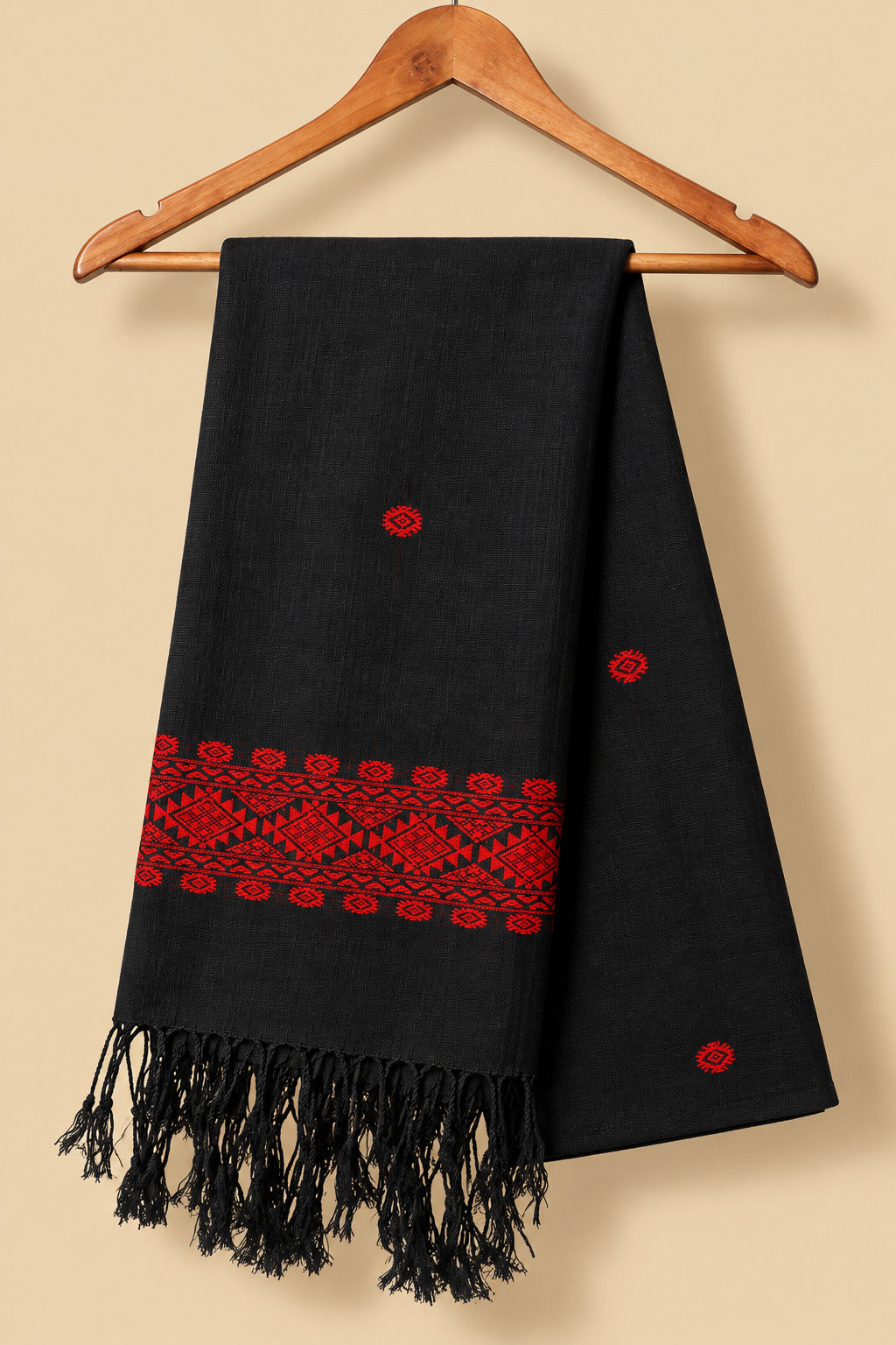 Black and red Cotton stole