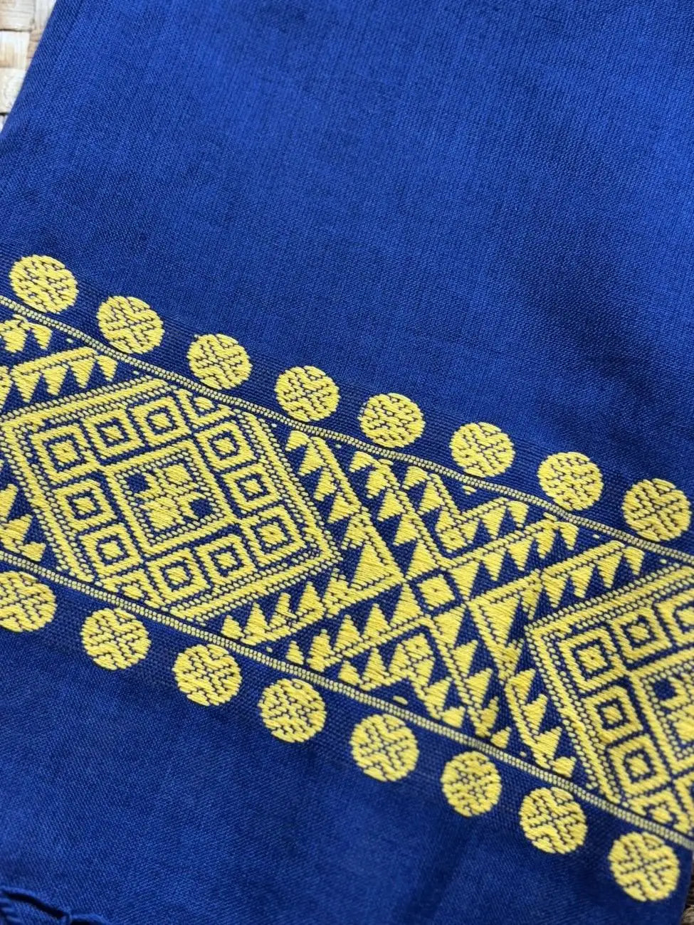 Dark Blue & Yellow Cotton Stole – image 3