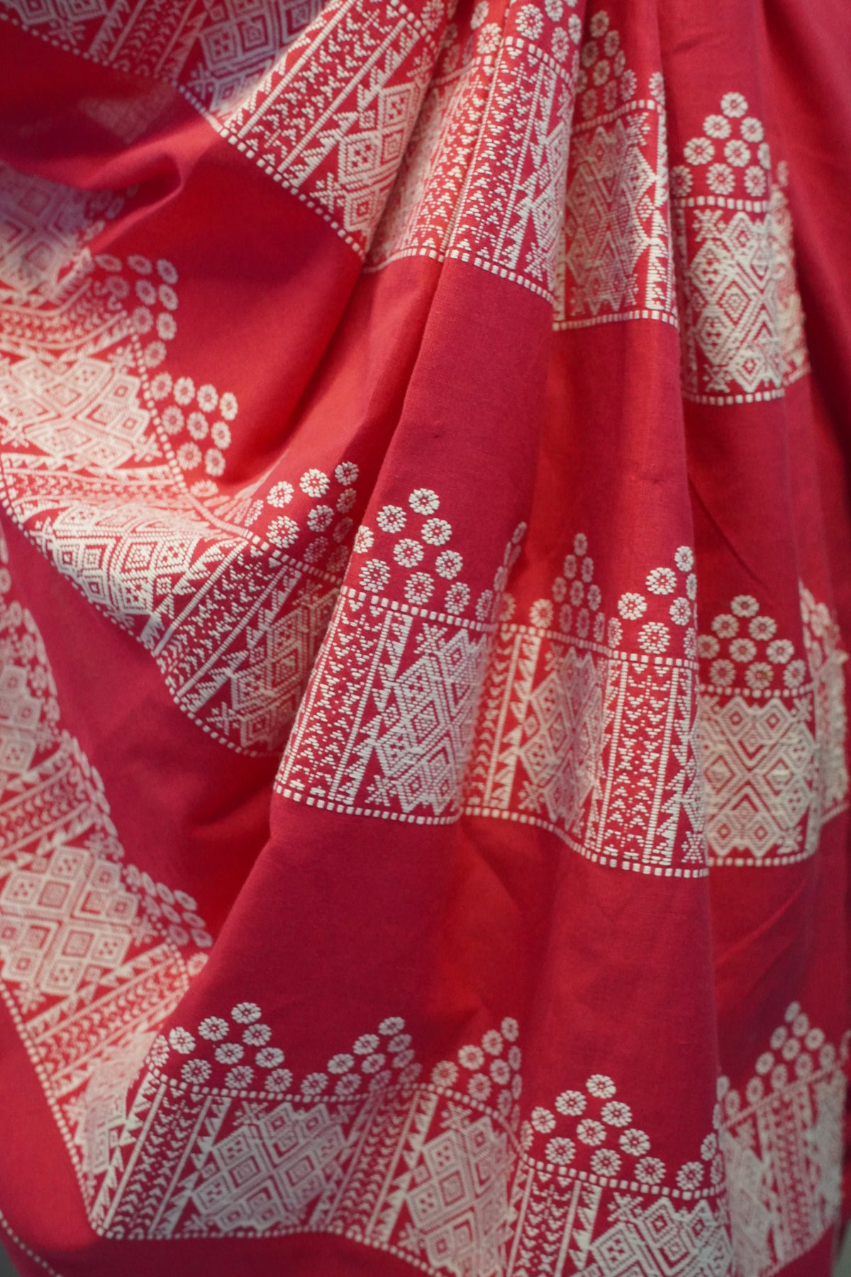 Pink and white Cotton saree