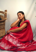 Pink and white Cotton saree