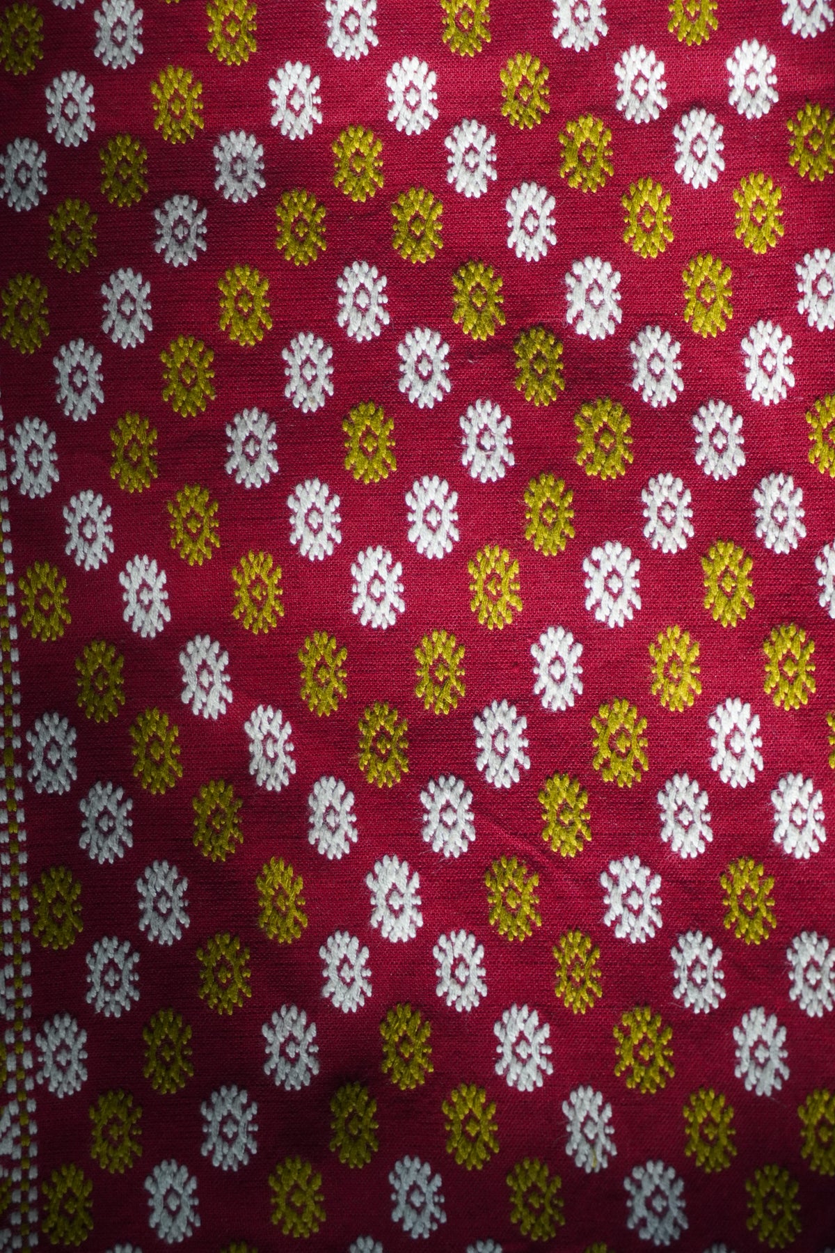 Traditional Mising maroon and green Mekhela sador