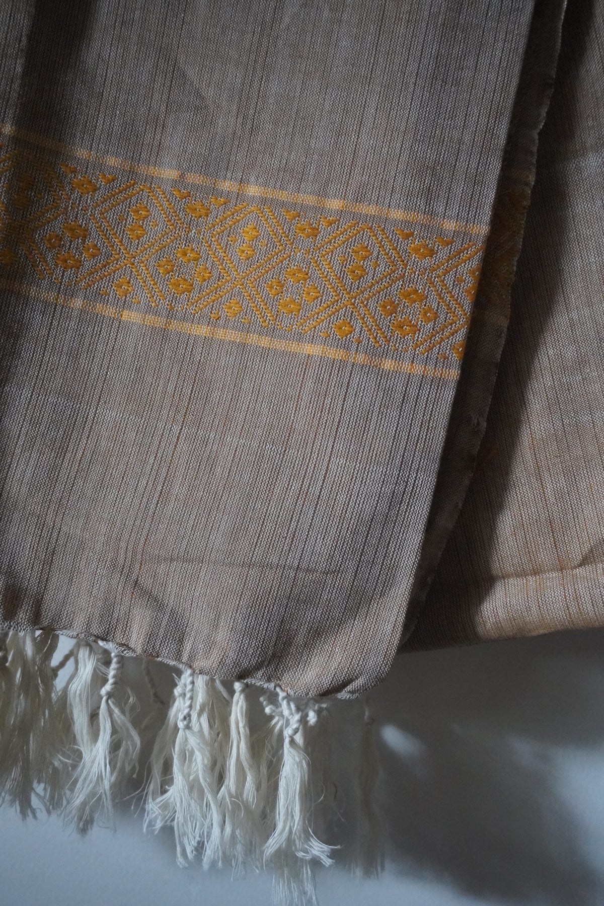 Light brown and Mustard yellow Cotton stole