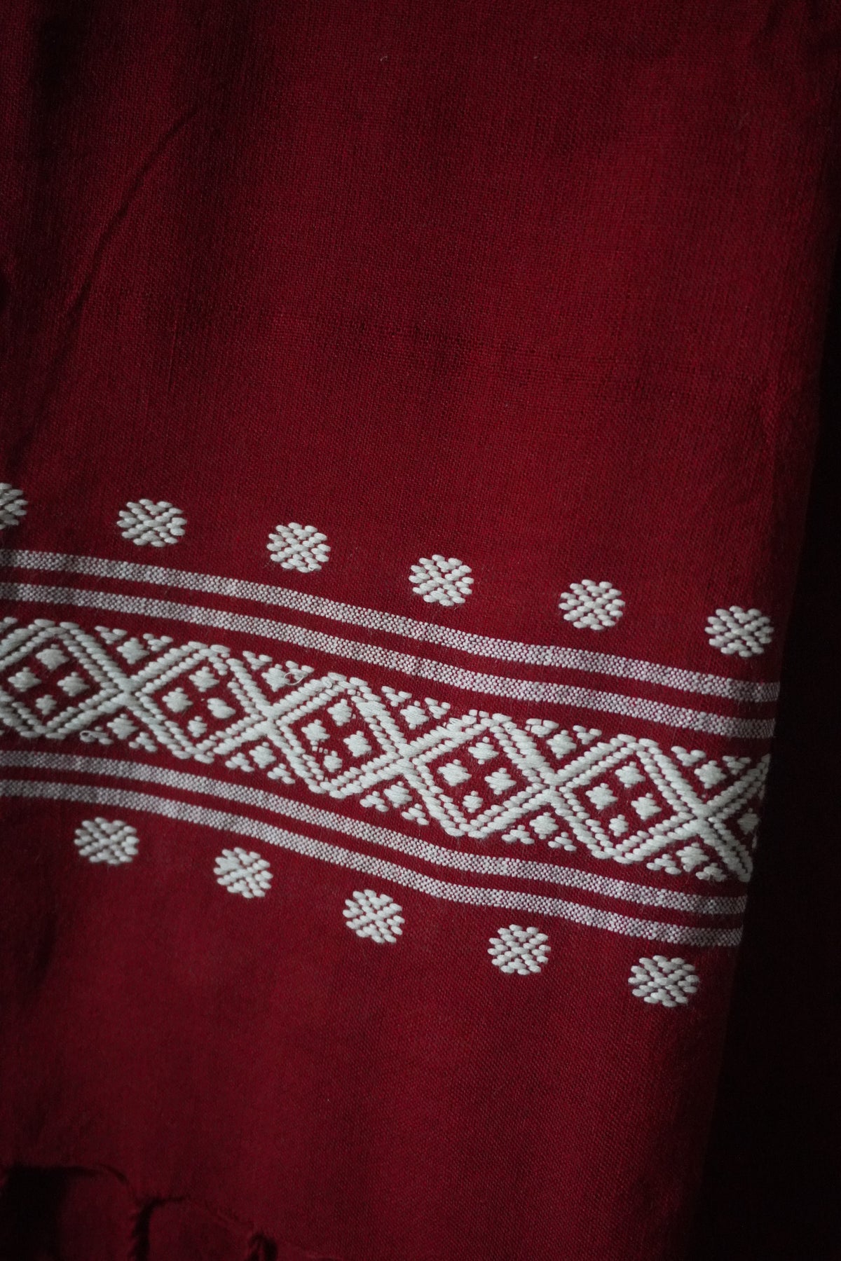 Maroon and White Cotton stole