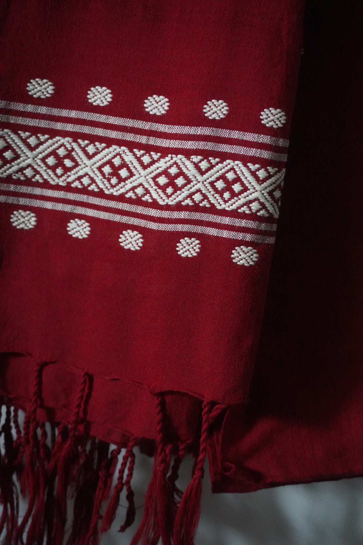 Maroon and White Cotton stole