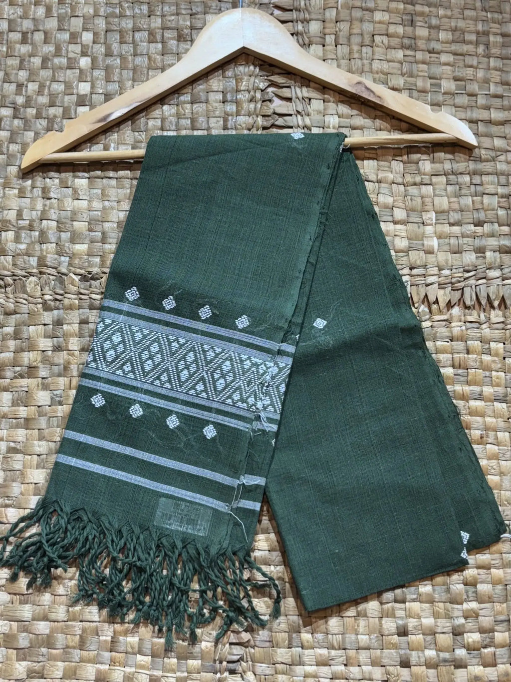 Green & White Cotton Stole