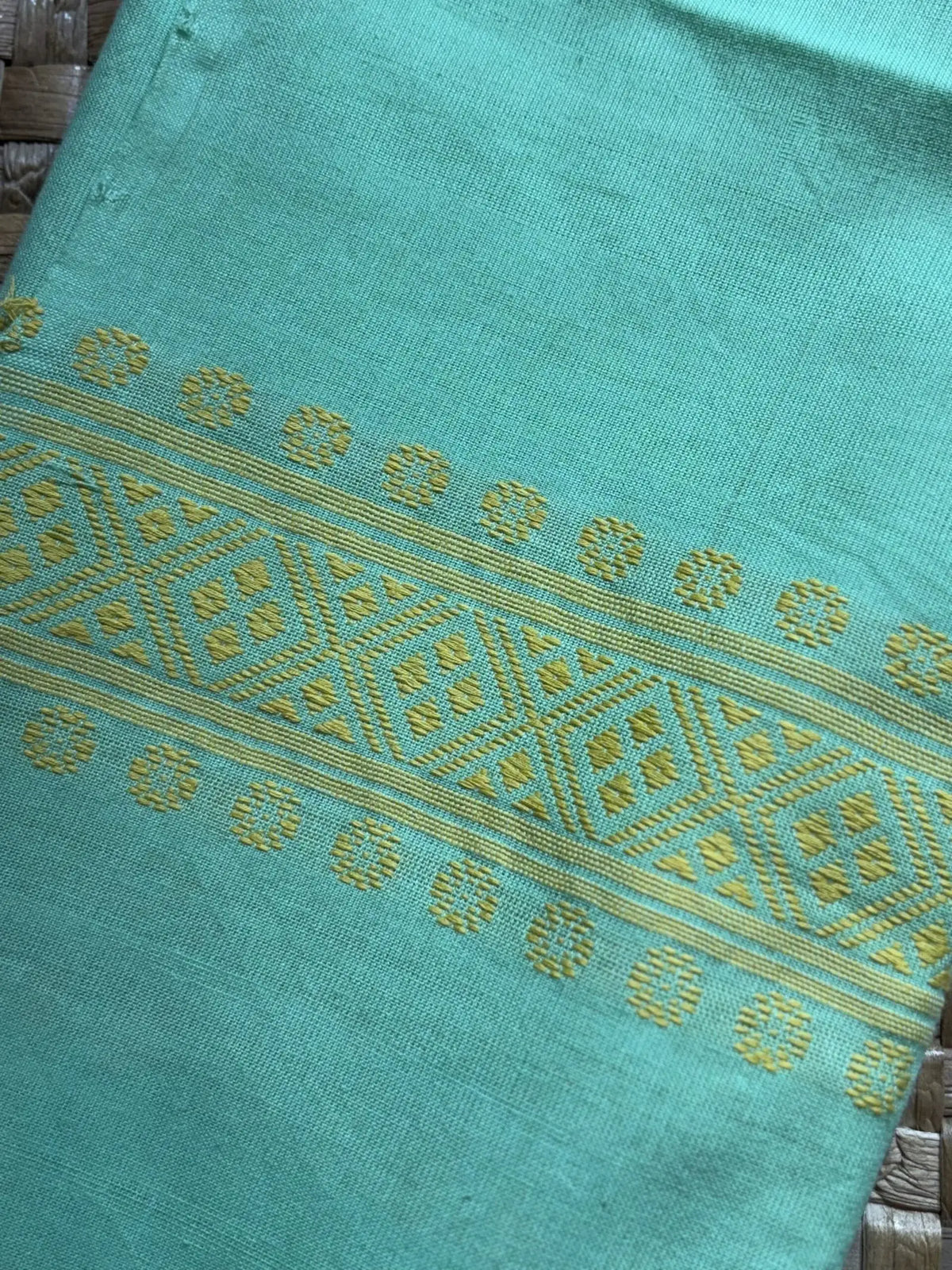 Green & Yellow Cotton Stole – image 2