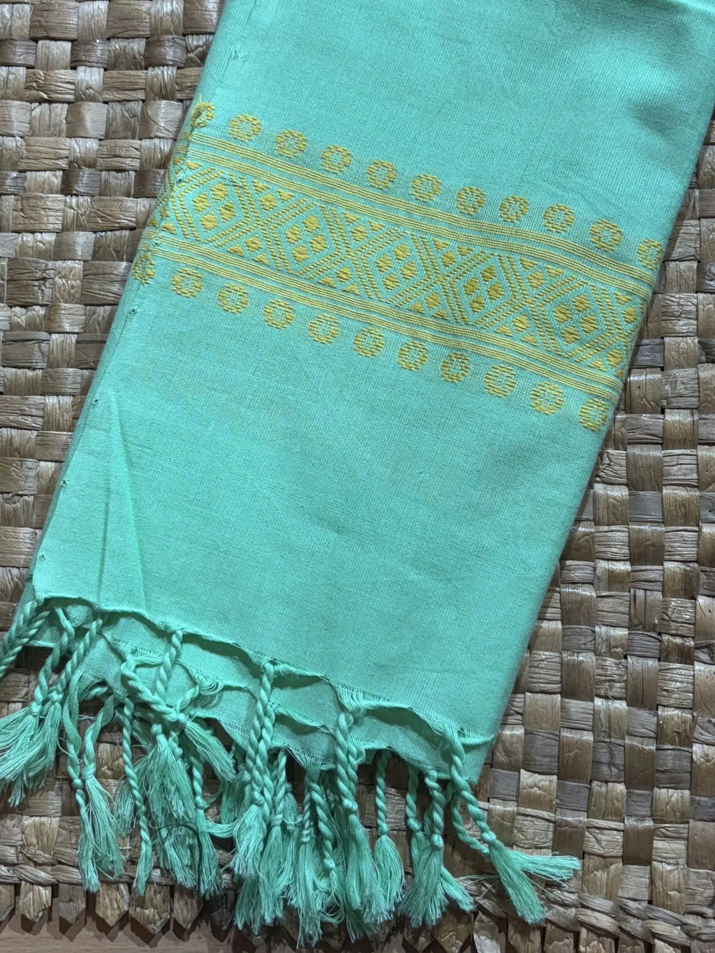 Green & Yellow Cotton Stole – image 3