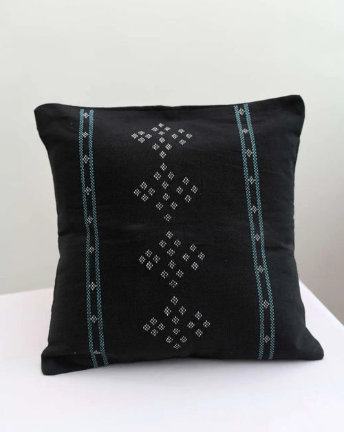 Black, Blue & White Pinbuk Design Cushion Cover -Set of 2