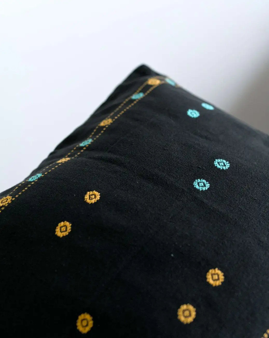 Black, Blue & Yellow Pinbuk Design Cushion Cover -Set of 2 – image 2