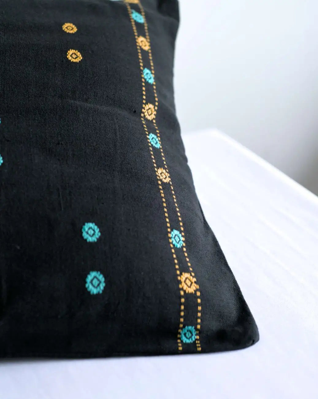 Black, Blue & Yellow Pinbuk Design Cushion Cover -Set of 2 – image 3