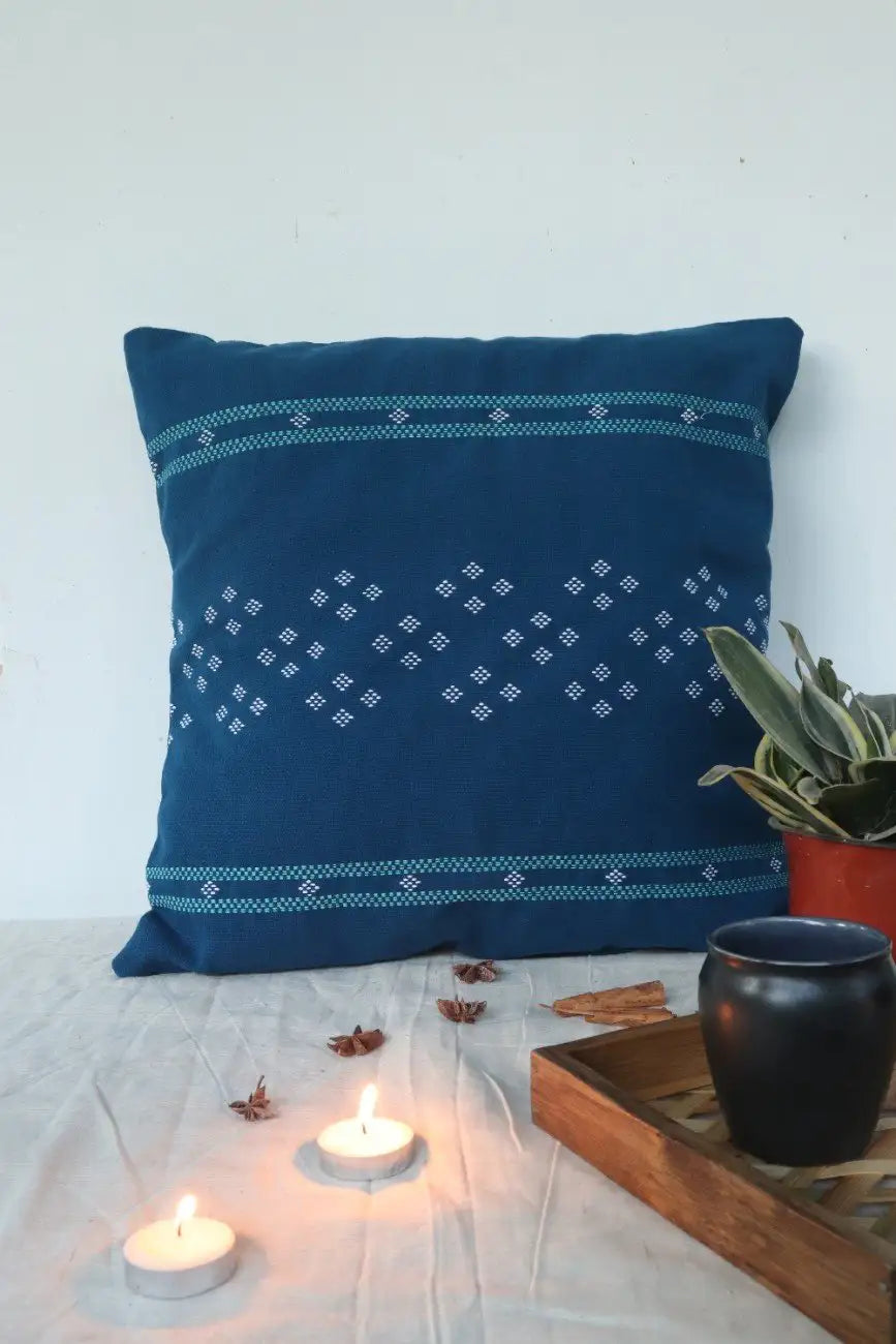 Blue & White Pinbuk Design Cushion Cover -Set of 2