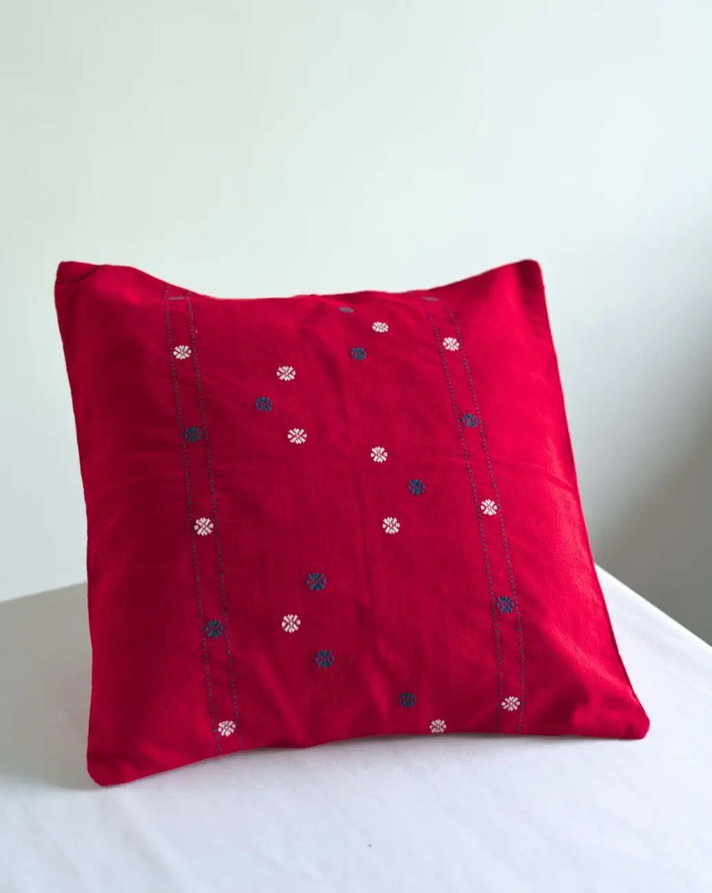 Red, Black & White Pinbuk Design Cushion Cover -Set of 2