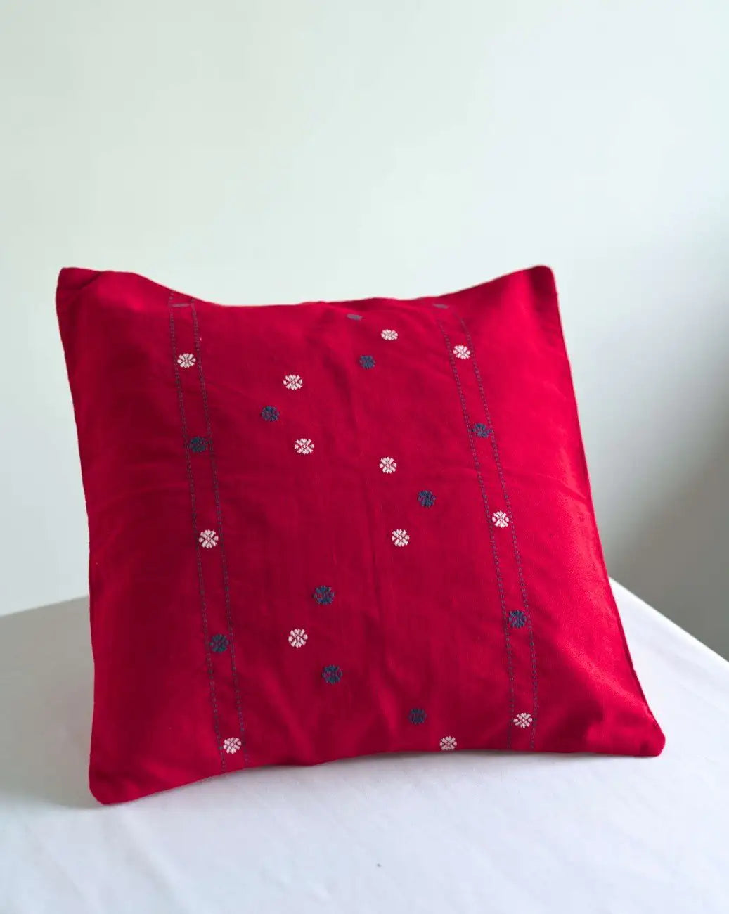 Red, Black & White Pinbuk Design Cushion Cover -Set of 2