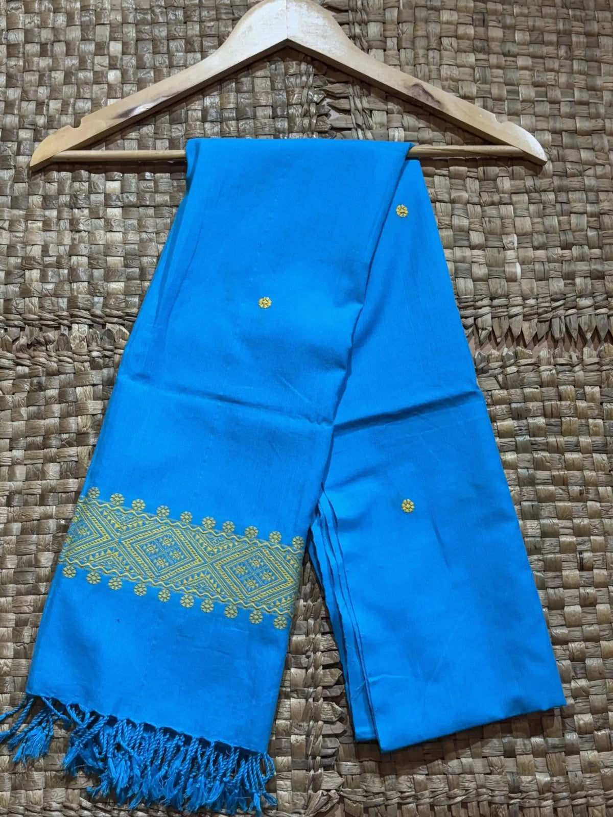 Sky Blue & Yellow Cotton Stole