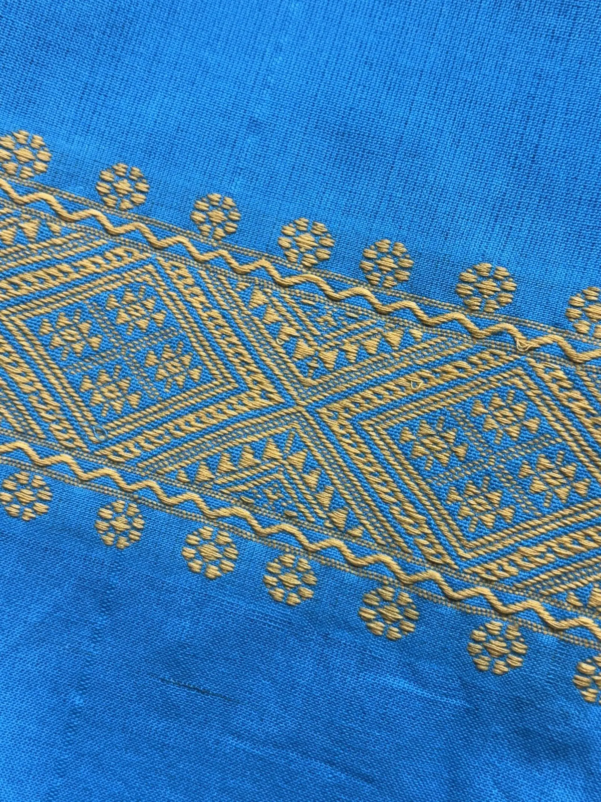 Sky Blue & Yellow Cotton Stole – image 2