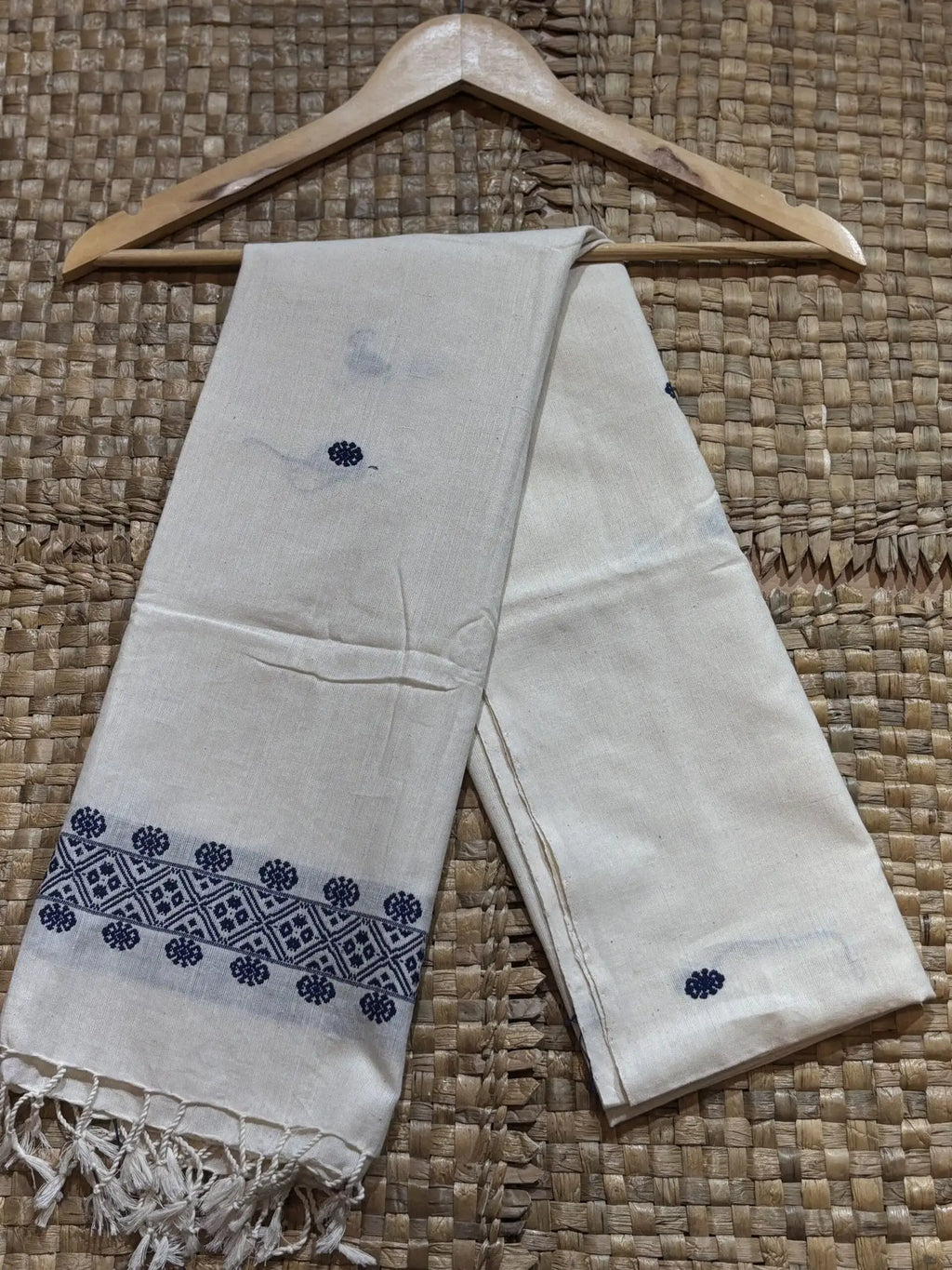 White & Blue Cotton Stole