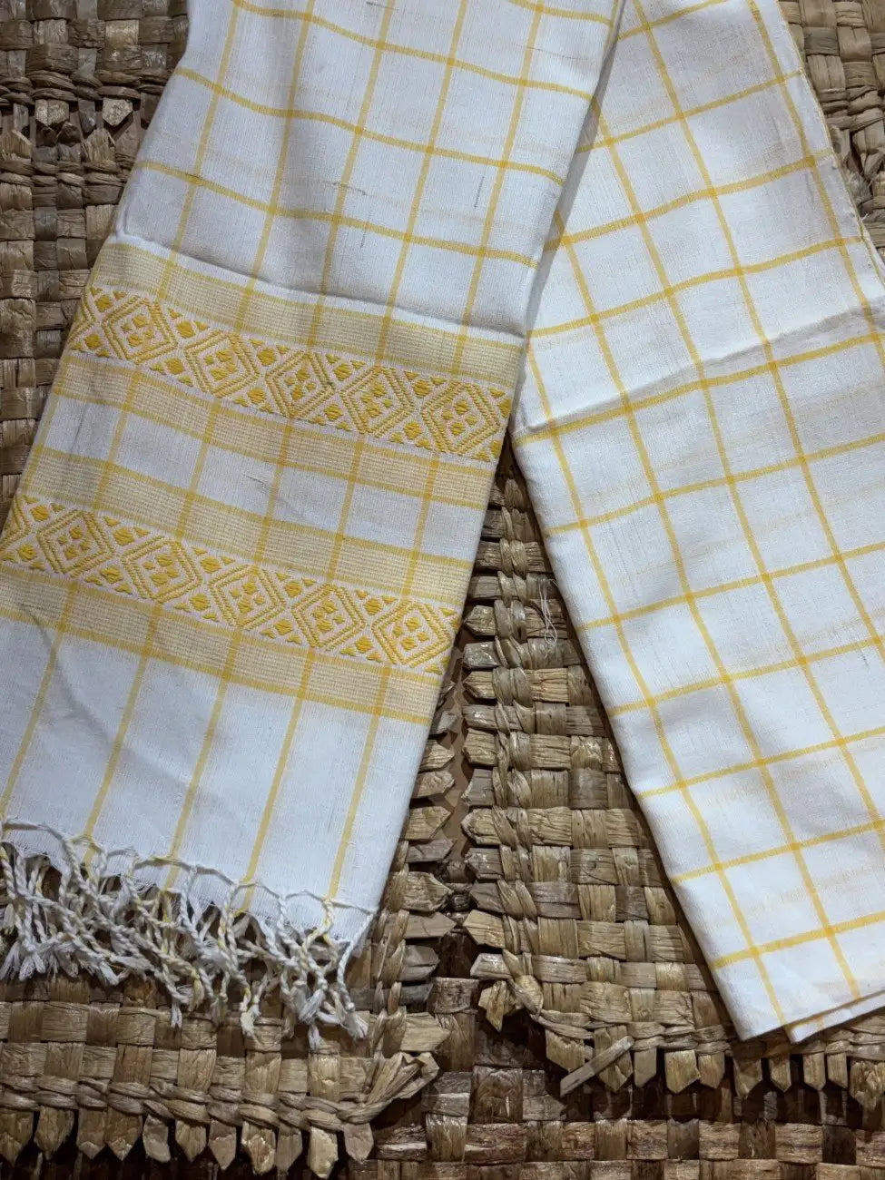 White & Yellow Cotton Stole – image 2
