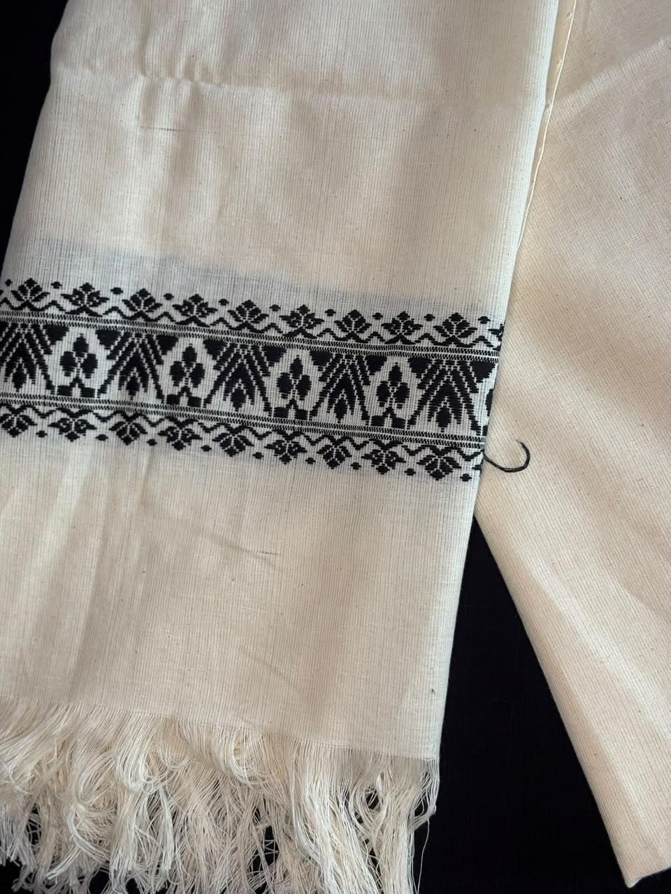 White and Black Cotton stole