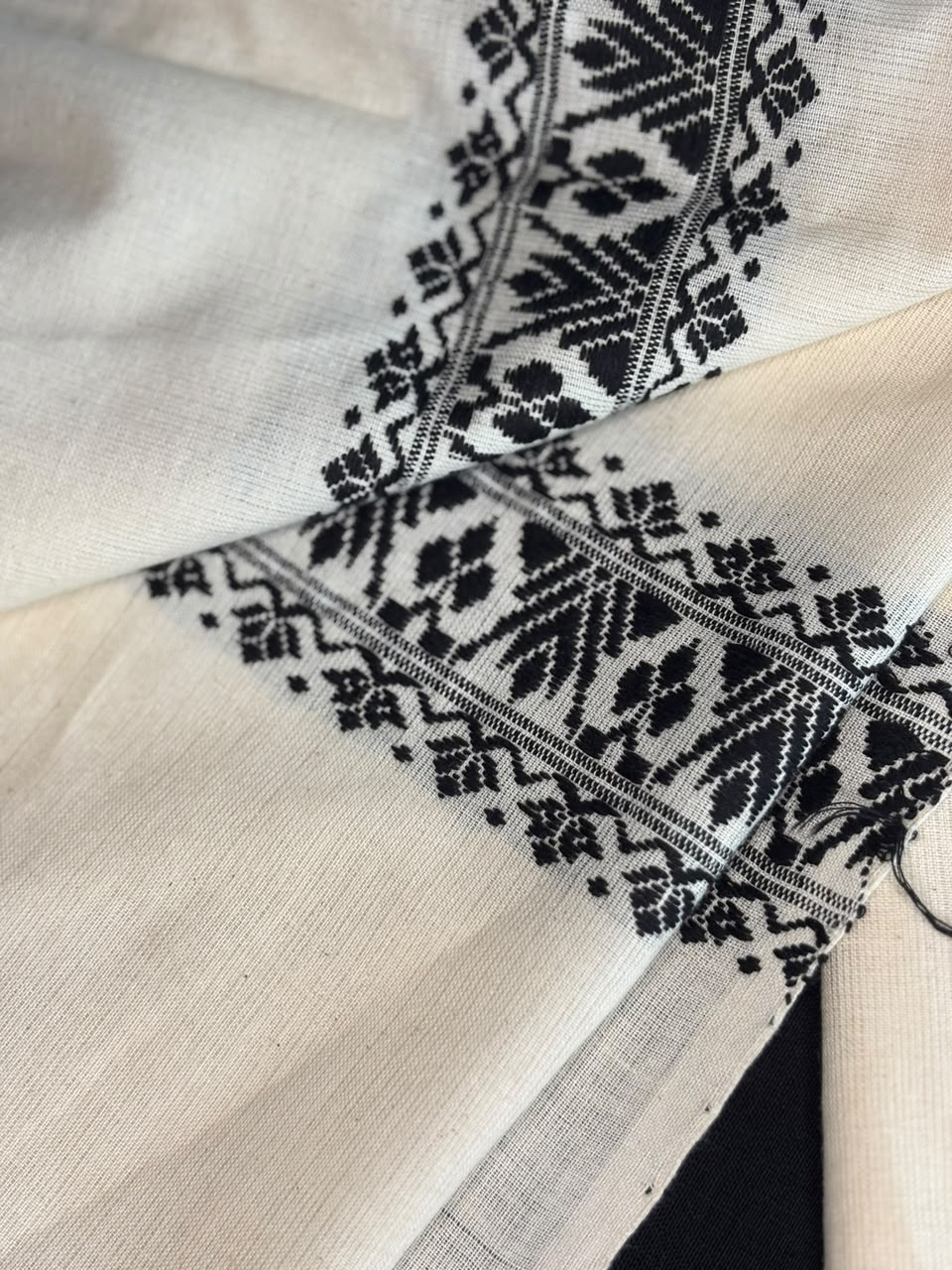 White and Black Cotton stole