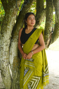 Olive green traditional Mekhela sador