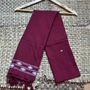 Maroon & White Cotton Stole