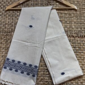White & Blue Cotton Stole