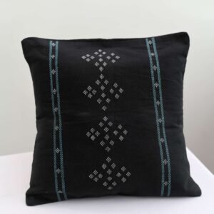 Black, Blue & White Pinbuk Design Cushion Cover -Set of 2