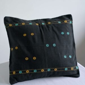 Black, Blue & Yellow Pinbuk Design Cushion Cover -Set of 2